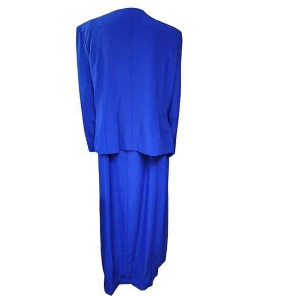 Malas New York Blue Evening Gown & Beaded Jacket Set (20) - Picture 4 of 8